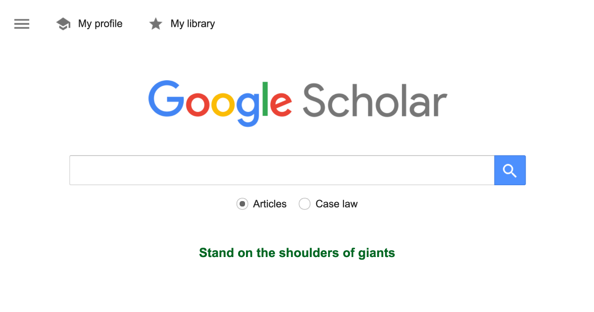 Snimka zaslona Google Scholar